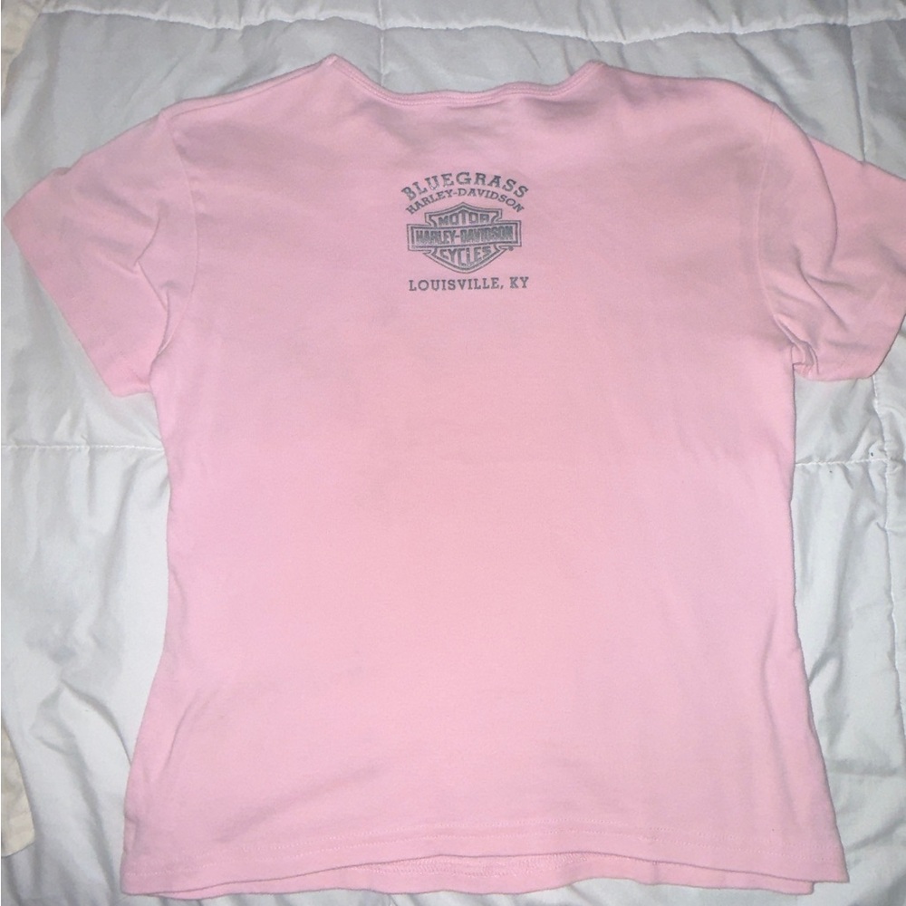 Harley-Davidson Pink T-Shirt with Silver Bling logo. - Picture 2 of 6